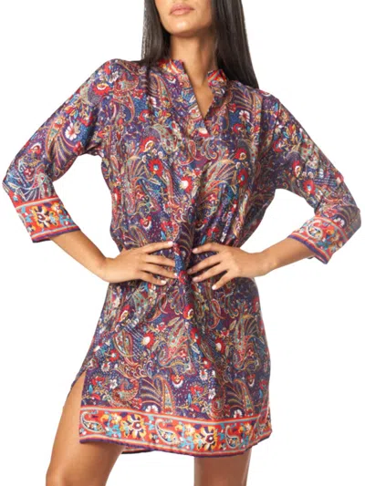 La Moda Clothing Women's Paisley Tunic Mini Dress In Multi