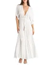 LA MODA CLOTHING WOMEN'S POINTELLE TIERED MAXI DRESS COVER-UP