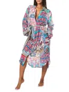 LA MODA CLOTHING WOMEN'S PRINT BELTED COVER UP SHIRTDRESS