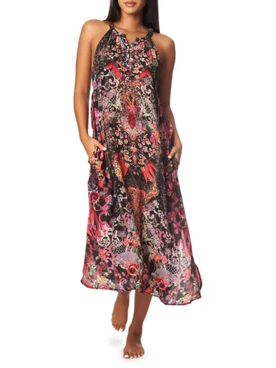 La Moda Clothing Women's Print Cover Up Dress In Vivid Blood