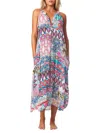 La Moda Clothing Women's Print Cover Up Maxi Dress In Tribal Ikat