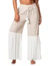 LA MODA CLOTHING WOMEN'S PRINT DRAWSTRING FLARE COVER UP PANTS