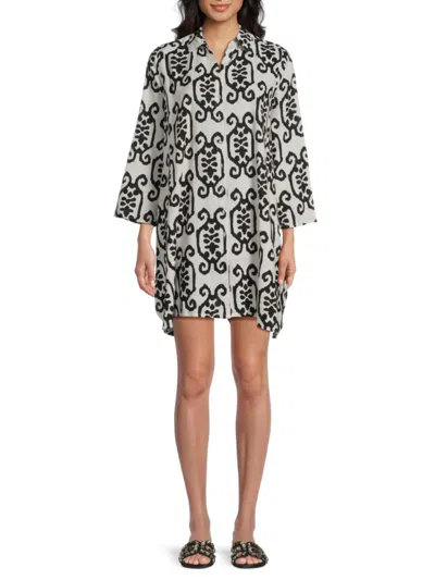 La Moda Clothing Women's Printed Cotton Cover-up Minidress In Multi