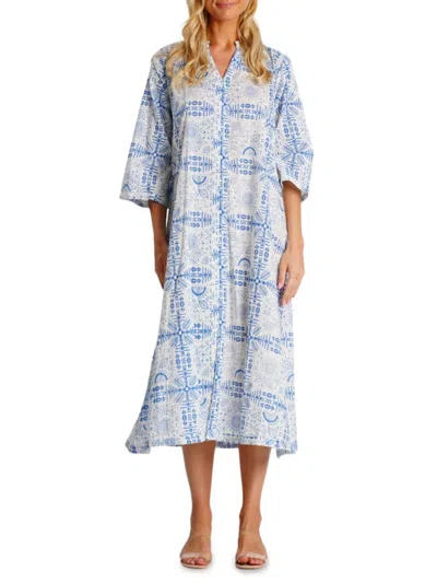 La Moda Clothing Women's Printed Cotton Shirtdress Cover-up