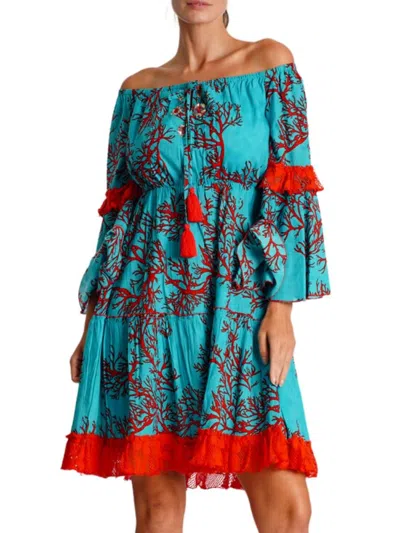 La Moda Clothing Women's Printed Off-shoulder Minidress