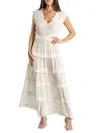 La Moda Clothing Alix Women's Sleevless V-neck Dress In White