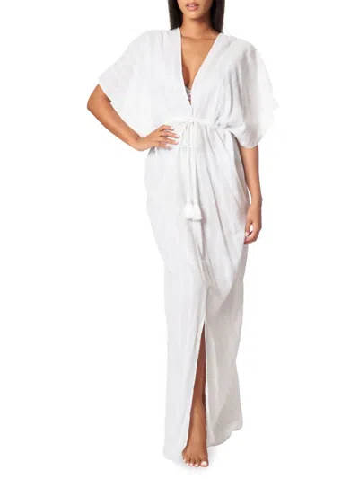 La Moda Clothing Women's Striped Maxi Cover Up Dress In White