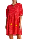 La Moda Clothing Women's Tiered Abstract-print Cover-up Minidress