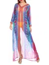 La Moda Clothing Women's Wild Wings Kimono Cover Up In Blue Wild Wings