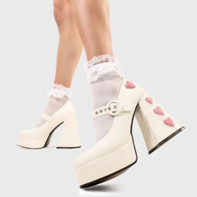 La Moda Lamoda Love Sick Platform Heels White/pink Lmf-1709/wht Women's