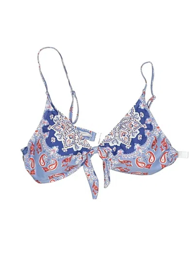Pre-owned La Moda Swimsuit Top Blue Paisley Pattern Swimwear