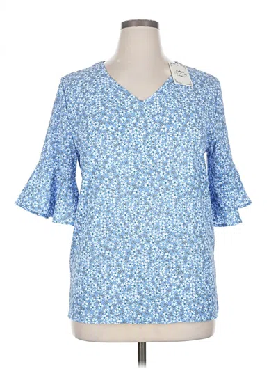 La Mode Collection 3/4 Sleeve Blouse In Blue