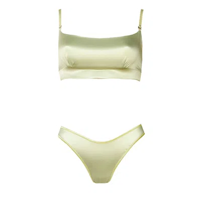 La Musa Women's Gold Pistachio Cream Lingerie Set