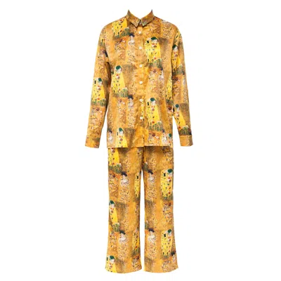 La Musa Silk Kiss Loungewear Set In Gold