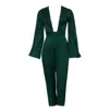 LA MUSA WOMEN'S GREEN EMERALD SILK JUMPSUIT