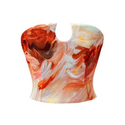 La Musa Women's Honey Peach Sunset Corset In Orange