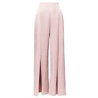 La Musa Women's Rose Gold Silk Step Pants Beige