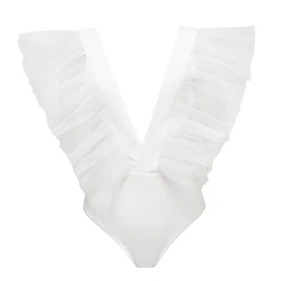 La Musa Women's White Fairy Wings Bodysuit