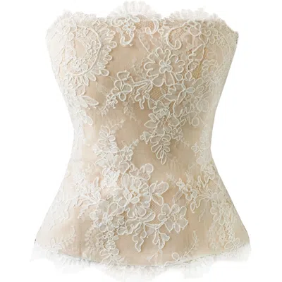 La Musa Women's White Florence Lace Corset