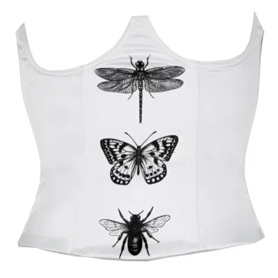 La Musa Women's White Graphic Butterfly Corset
