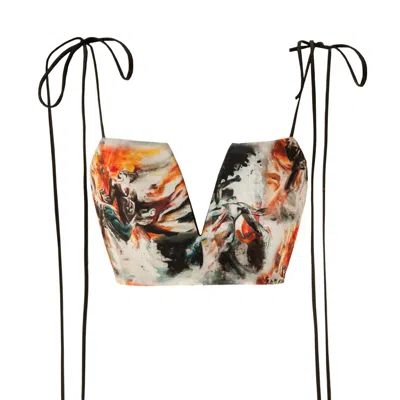 La Musa Women's White / Yellow / Orange Flight Or Fight Corset In White/yellow/orange