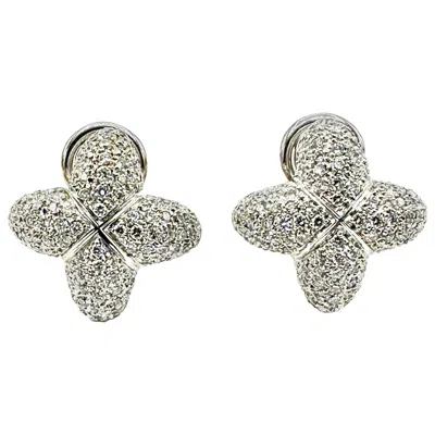 Pre-owned La Nouvelle Bague 3.50 Carat Pave Diamond & 18k White Gold Earrings