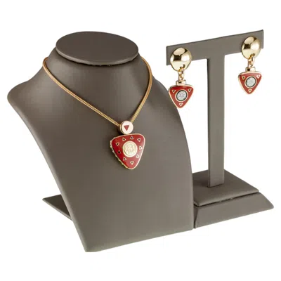 Pre-owned La Nouvelle Bague Gorgeous  18k Yellow Gold Enamel Pendant And Earring Set