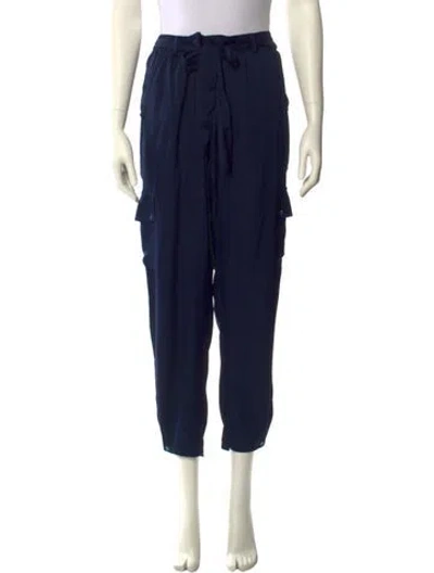 Pre-owned La Nouvelle Bague Silk Straight Leg Pants In Blue