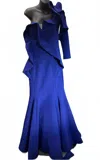 La Pateau One Shoulder Ruffle Mermaid Gown In Royal Blue