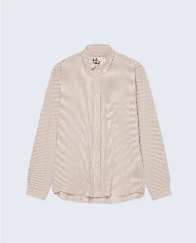 La Paz Men's Branco Button Down Shirt In Brown Stripe
