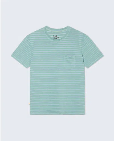 La Paz Men's Guerreiro Pocket T-shirt In Green/indigo Stripe