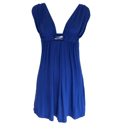 Pre-owned La Perla 1990s  Navy Blue Lightweight Cotton + Silver Plaque 90s Tunic Mini Dress