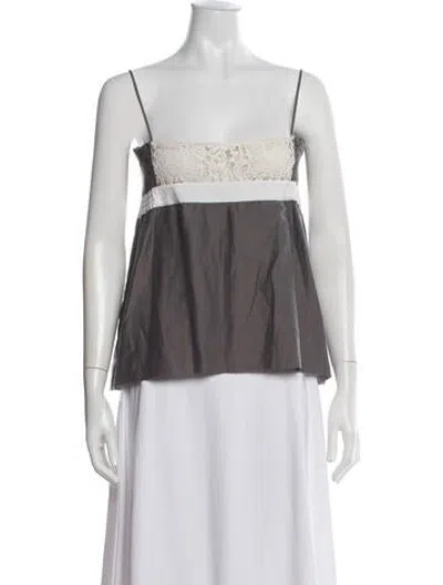 Pre-owned La Perla Acetate Square Neckline Top In Neutrals