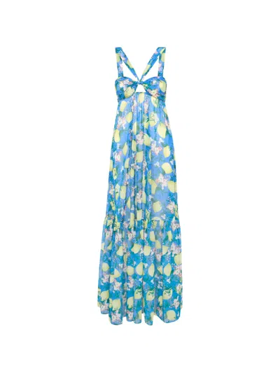 La Perla Amalfi Twist Floral-print Maxi Dress In Blue