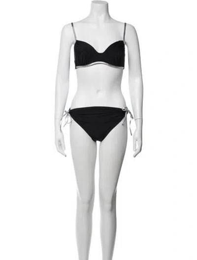 Pre-owned La Perla Beaded Accents Bikini W/ Tags In Black