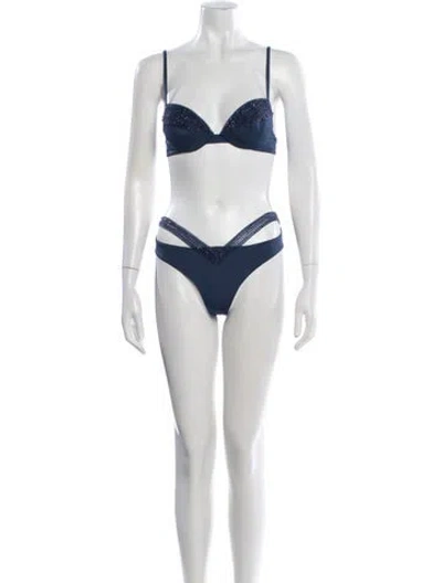 Pre-owned La Perla Beaded Accents Bikini W/ Tags In Blue