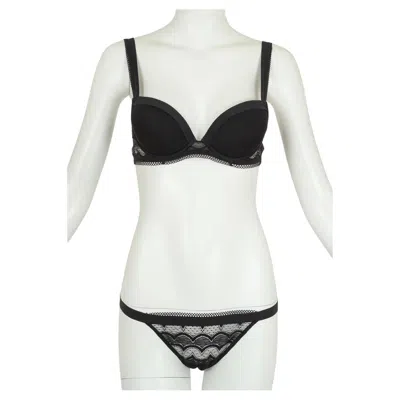 Pre-owned La Perla Black  Malizia Lace Push Up Bra String Thong Panty Set – 34 C / Sm, 2005