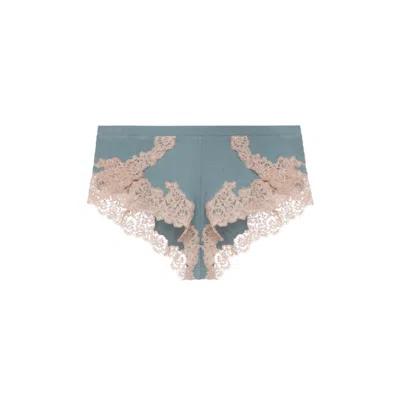 La Perla Cashmere Blend Ribbed Sleep Shorts In Sleepy Dream With Frastaglio