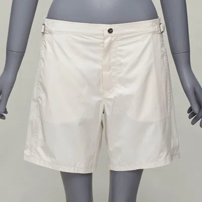Pre-owned La Perla Cream Nylon Silver Buckle Waist Mesh Lined Safari Shorts S In White