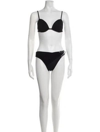 Pre-owned La Perla Embroidered Accent Bikini In Black