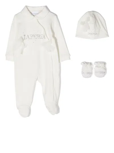 La Perla Embroidered-logo Babygrow Set In White