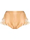 La Perla Embroidered Silk Shorts In Neutrals