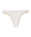La Perla Embroidered Trim Scalloped Edge Thong In White