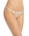 La Perla Floral-embroidered Tulle Thong In Natural
