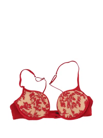 La Perla Floral-lace Bra In Red