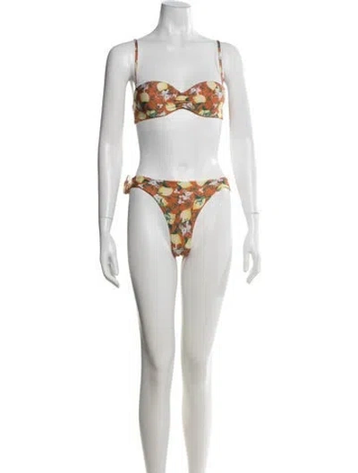 Pre-owned La Perla Floral Print Bikini In Orange