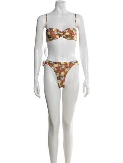 Pre-owned La Perla Floral Print Bikini In Orange