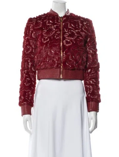 Pre-owned La Perla Floral Print Bomber Jacket In Red