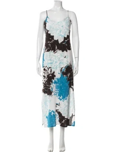 Pre-owned La Perla Floral Print Long Dress In White