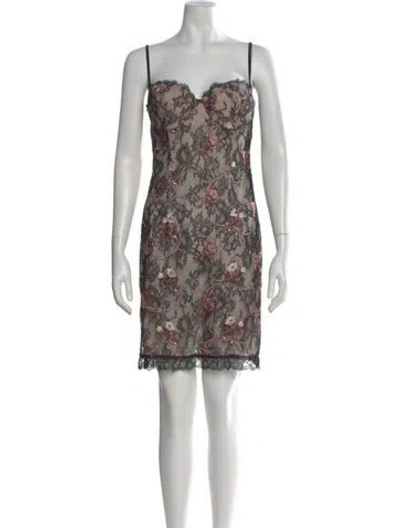 Pre-owned La Perla Floral Print Mini Dress In Black